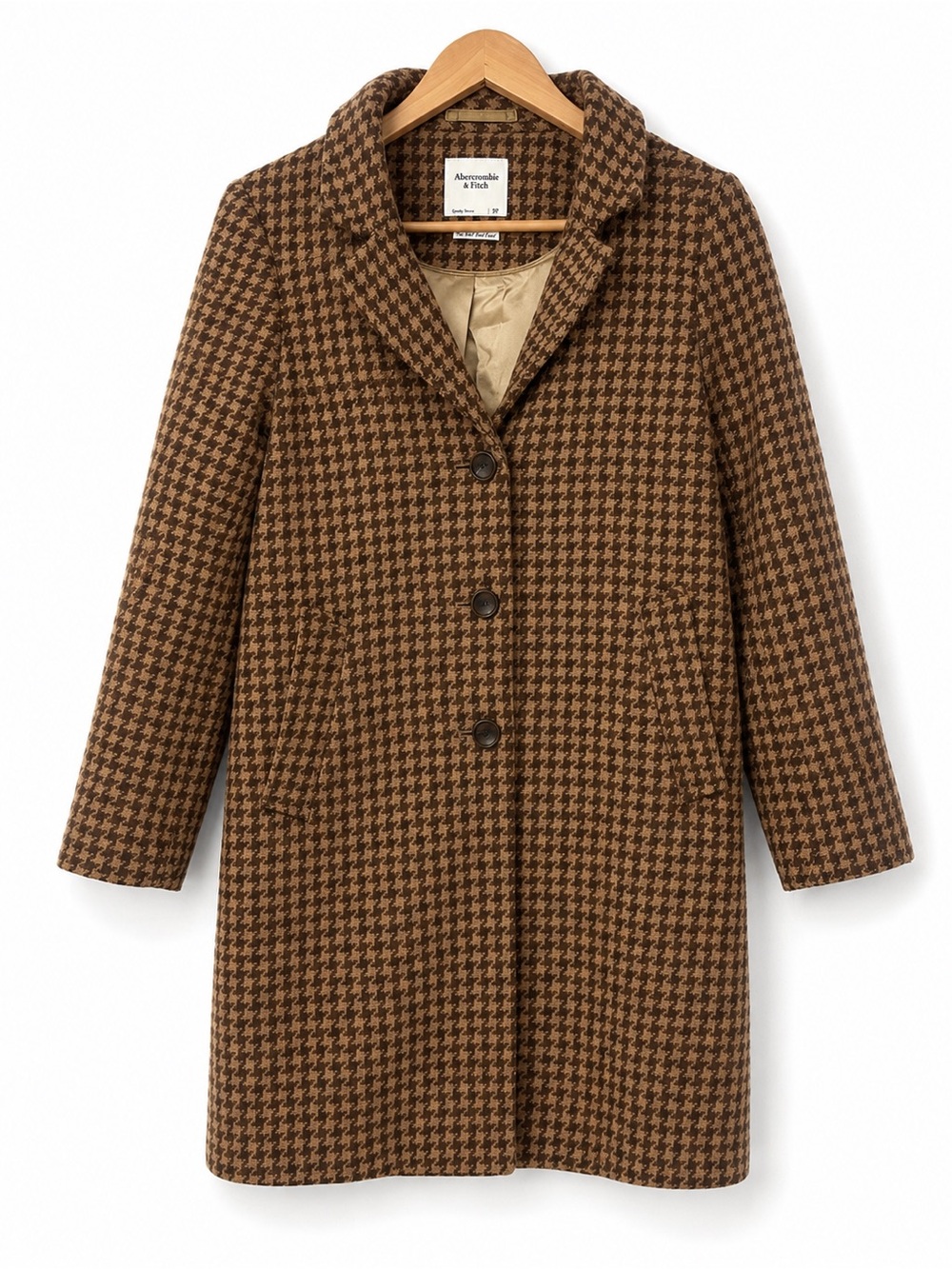 Abercrombie & Fitch The A&F Dad Coat Houndstooth Wool Blend Long Coat SP